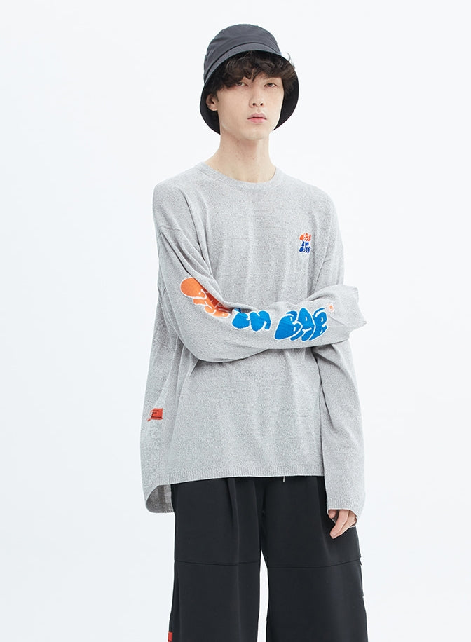 ベドインベド(BADINBAD) FAT LOGO LAYERED KNIT_GREY