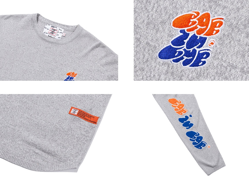 ベドインベド(BADINBAD) FAT LOGO LAYERED KNIT_GREY