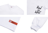 ベドインベド(BADINBAD)  SCRIBBLE LOGO POCKET LONG SLEEVE_WHITE