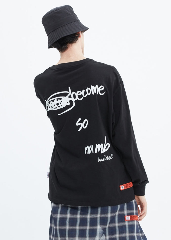 ベドインベド(BADINBAD)  SCRIBBLE LOGO POCKET LONG SLEEVE_BLACK