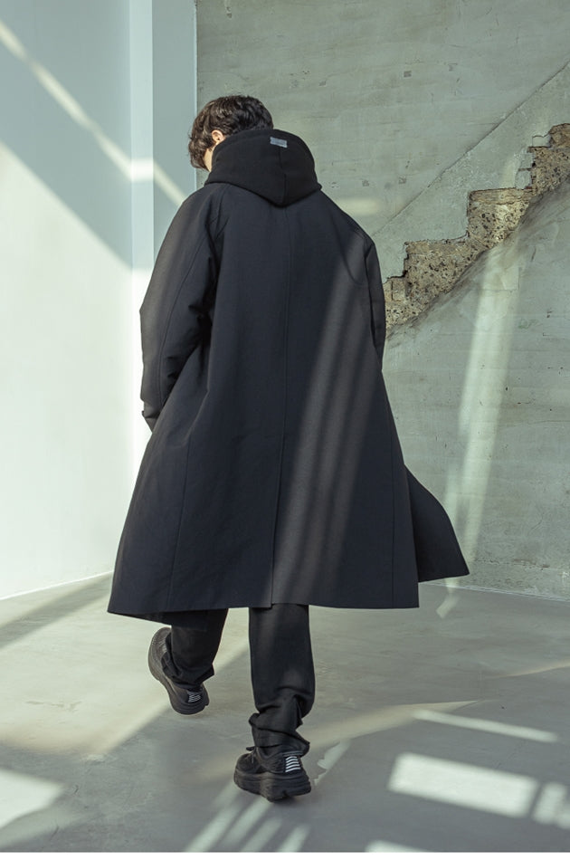 マスノウン(MASSNOUN)  SOLID OVERSIZED MAC COAT MSOCT001-BK