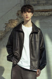 マスノウン(MASSNOUN)  VEGAN LEATHER OVER ZIP-UP JACKET MSOLJ002-BK
