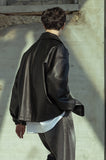 マスノウン(MASSNOUN)  VEGAN LEATHER OVER ZIP-UP JACKET MSOLJ002-BK