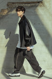 マスノウン(MASSNOUN)  VEGAN LEATHER OVER ZIP-UP JACKET MSOLJ002-BK