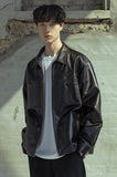 マスノウン(MASSNOUN)  LAMBSKIN OVERSIZED POCKET JACKET MSOLJ003-BK