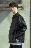マスノウン(MASSNOUN)  LAMBSKIN OVERSIZED POCKET JACKET MSOLJ003-BK