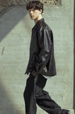 マスノウン(MASSNOUN)  LAMBSKIN OVERSIZED POCKET JACKET MSOLJ003-BK