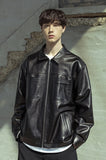 マスノウン(MASSNOUN)  LAMBSKIN OVERSIZED POCKET JACKET MSOLJ003-BK
