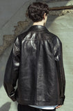 マスノウン(MASSNOUN)  LAMBSKIN OVERSIZED POCKET JACKET MSOLJ003-BK