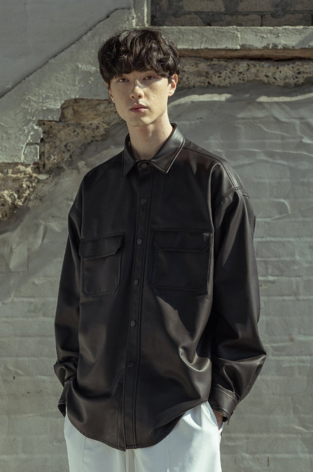 マスノウン(MASSNOUN)  LAMBSKIN SOFT TOUCH SHIRTS JACKET MSOLJ005-BK