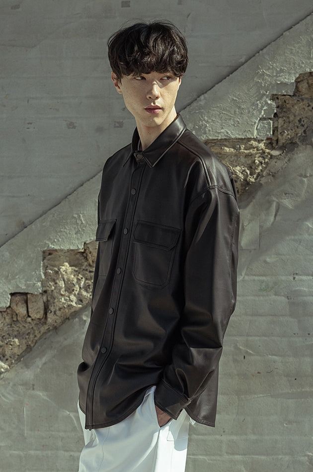 マスノウン(MASSNOUN)  LAMBSKIN SOFT TOUCH SHIRTS JACKET MSOLJ005-BK