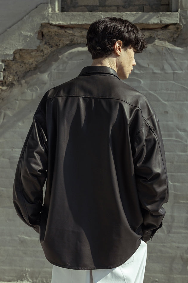 マスノウン(MASSNOUN)  LAMBSKIN SOFT TOUCH SHIRTS JACKET MSOLJ005-BK