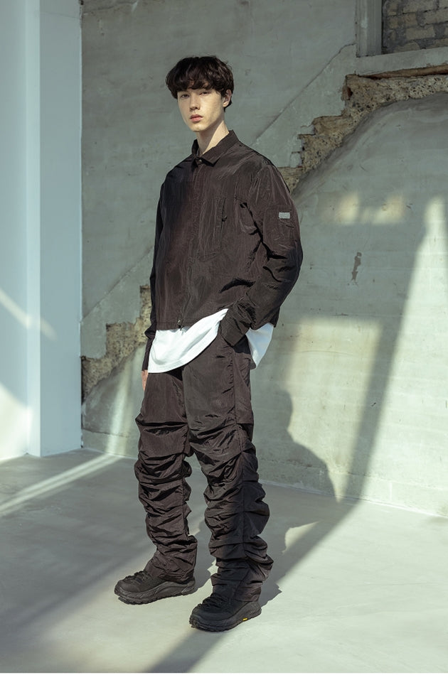 マスノウン(MASSNOUN)  CROPPED NYLON JACKET MSOJK003-BK