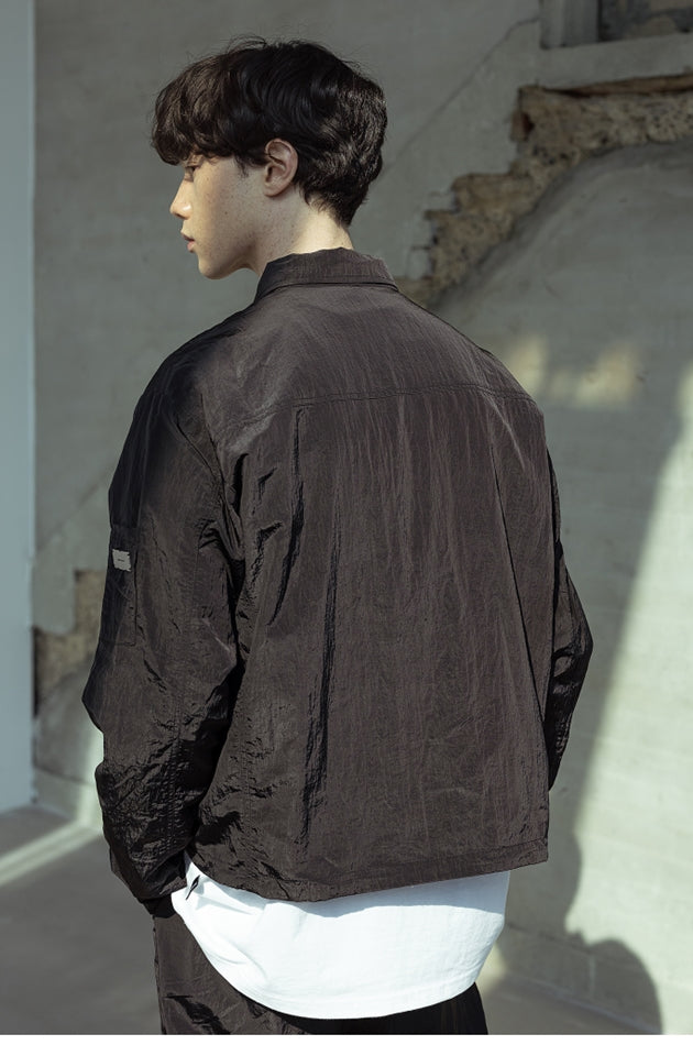 マスノウン(MASSNOUN)  CROPPED NYLON JACKET MSOJK003-BK