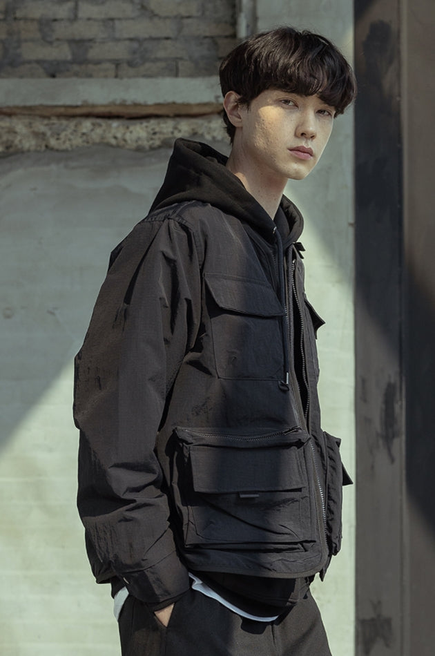 マスノウン(MASSNOUN)  CARTRIDGE COLLARLESS JACKET MSOJK004-BK