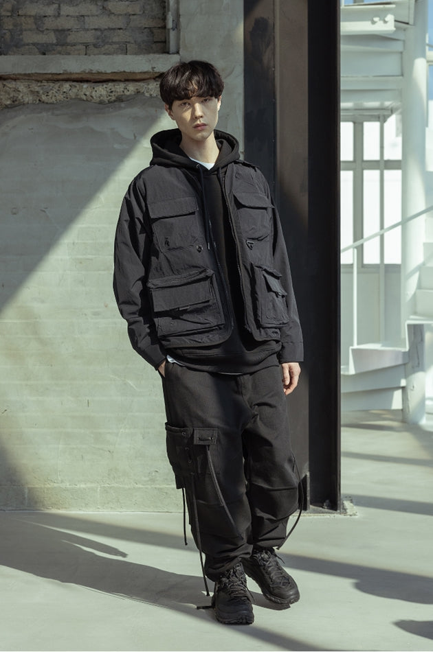マスノウン(MASSNOUN)  CARTRIDGE COLLARLESS JACKET MSOJK004-BK