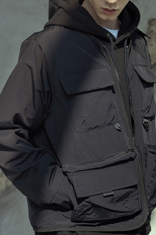 マスノウン(MASSNOUN)  CARTRIDGE COLLARLESS JACKET MSOJK004-BK