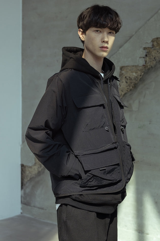 マスノウン(MASSNOUN)  CARTRIDGE COLLARLESS JACKET MSOJK004-BK
