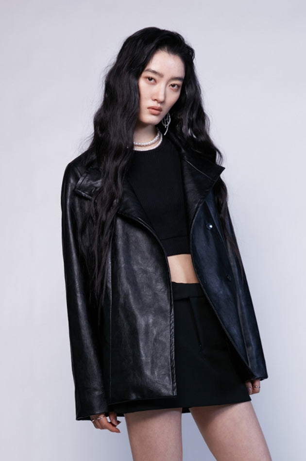 nache(ナチェ)  VINTAGE LEATHER HALF COAT