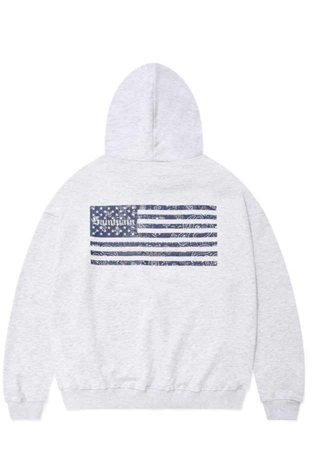セイントペイン(SAINTPAIN) SP FLAG OF PAISLEY HOOD-ASH MELANGE