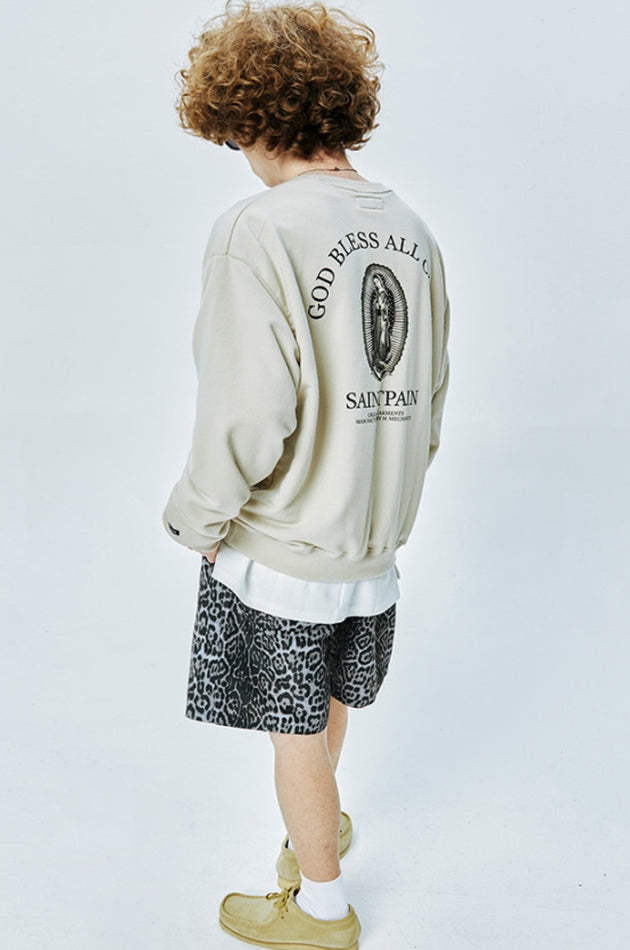 セイントペイン(SAINTPAIN) SP GOD BLESS ALL CREWNECK-BEIGE