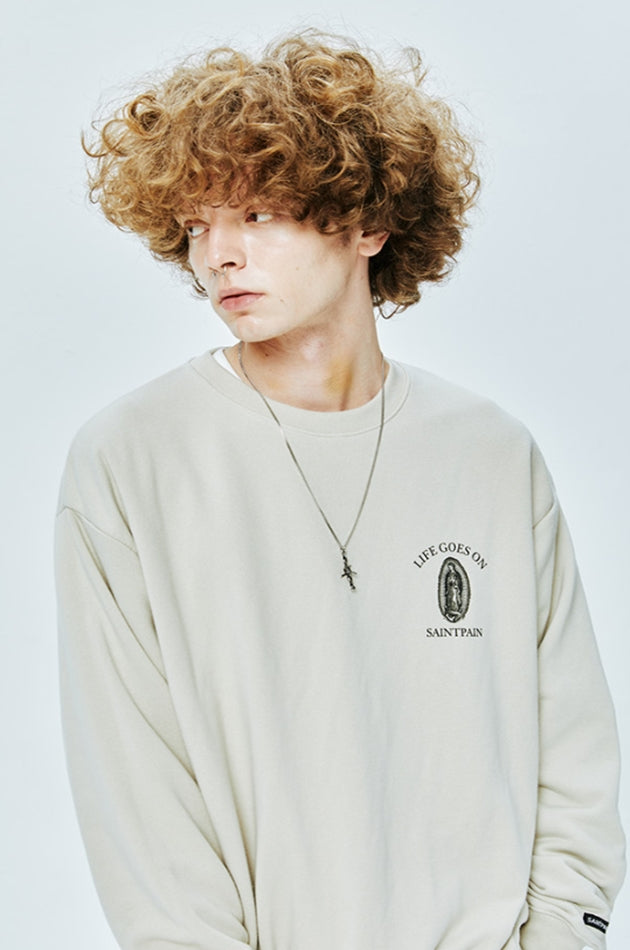 セイントペイン(SAINTPAIN) SP GOD BLESS ALL CREWNECK-BEIGE
