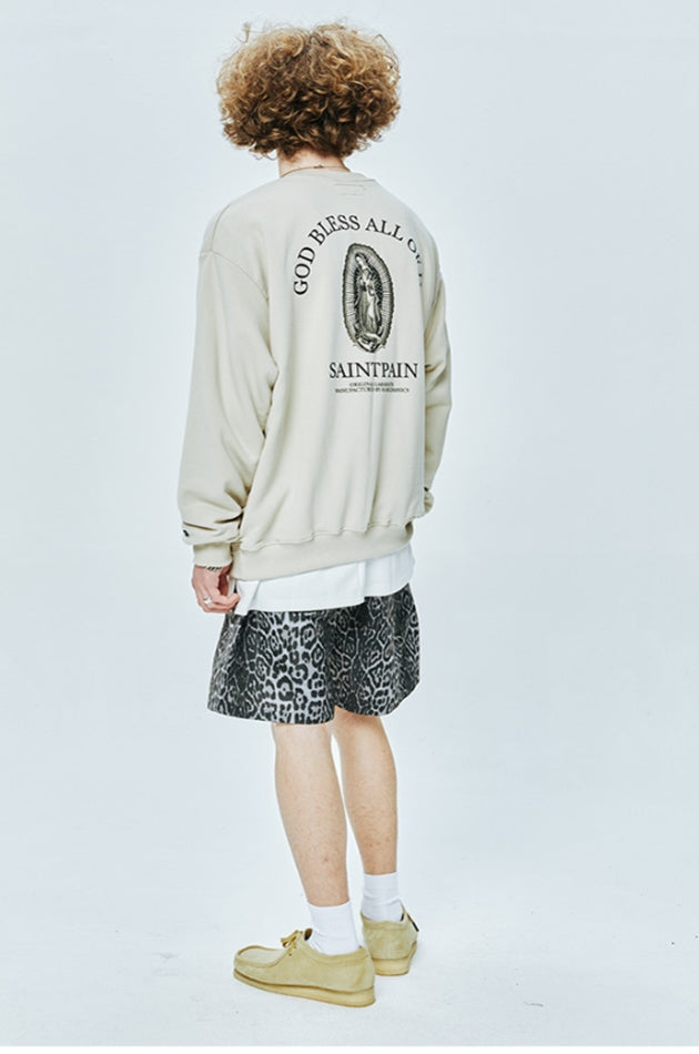 セイントペイン(SAINTPAIN) SP GOD BLESS ALL CREWNECK-BEIGE