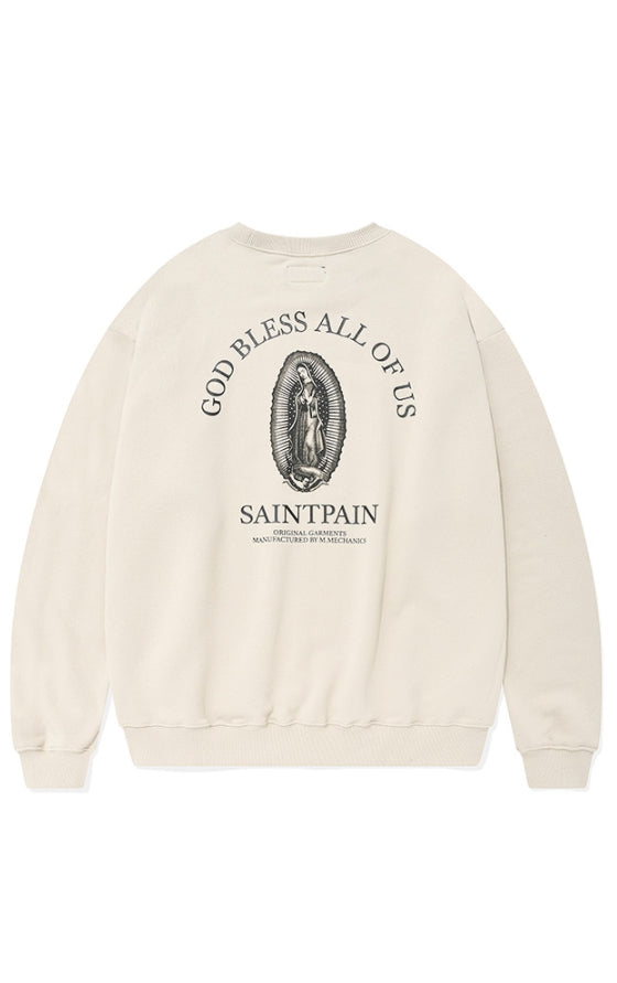 セイントペイン(SAINTPAIN) SP GOD BLESS ALL CREWNECK-BEIGE