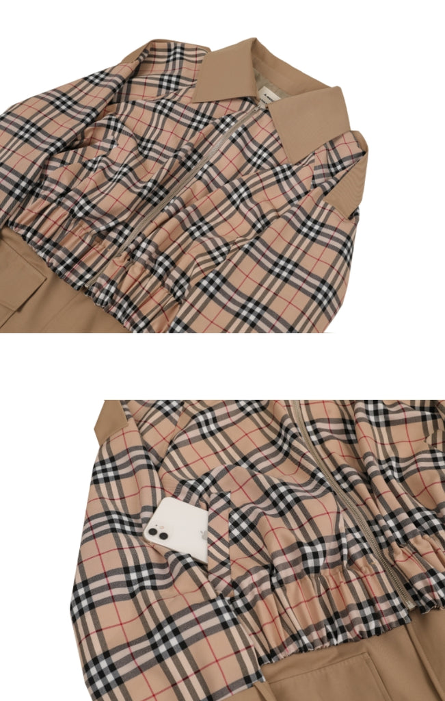 A-WENDE(オウェンド) Plaid Crop Trench coat / brown