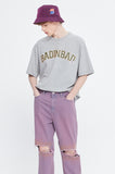 ベドインベド(BADINBAD) COLLEGE FONT LOGO TEE_GREY