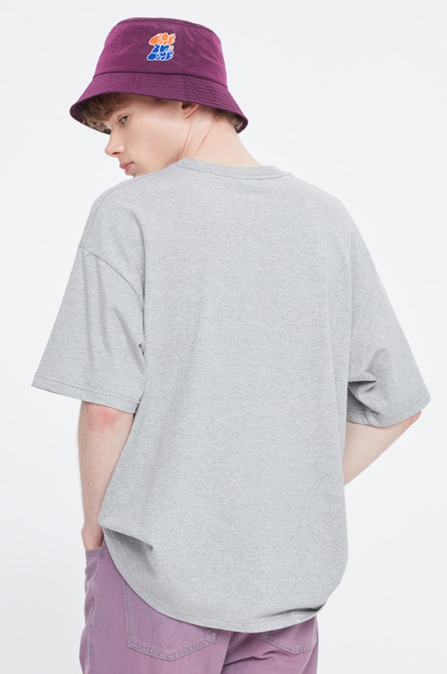 ベドインベド(BADINBAD) COLLEGE FONT LOGO TEE_GREY