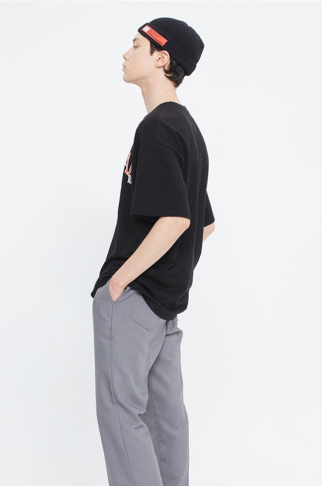 ベドインベド(BADINBAD) COLLEGE FONT LOGO TEE_BLACK