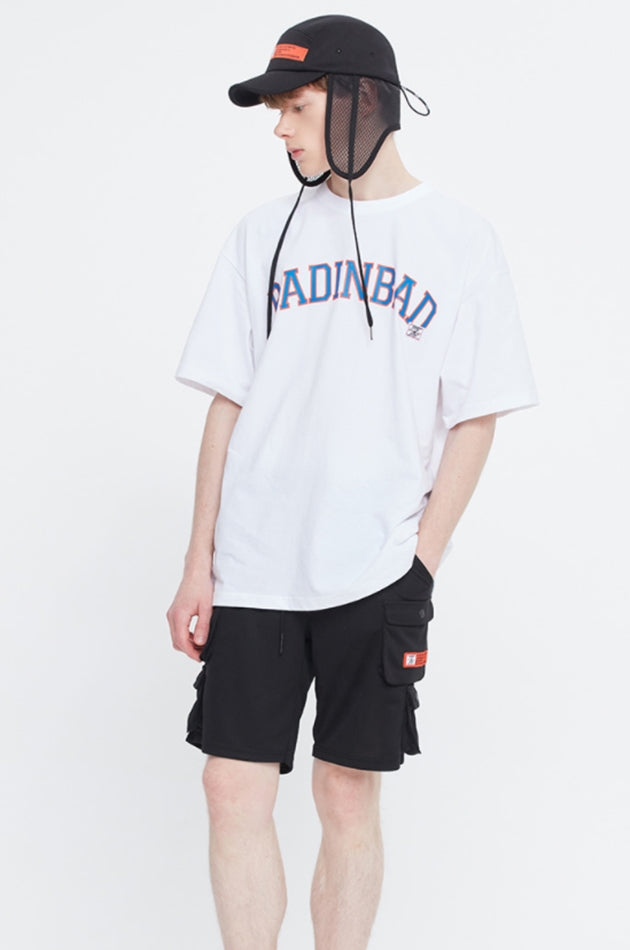 ベドインベド(BADINBAD) COLLEGE FONT LOGO TEE_WHITE