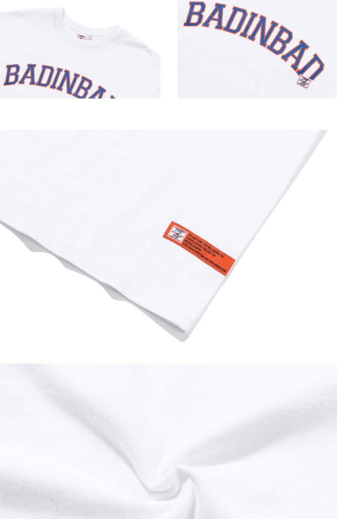 ベドインベド(BADINBAD) COLLEGE FONT LOGO TEE_WHITE