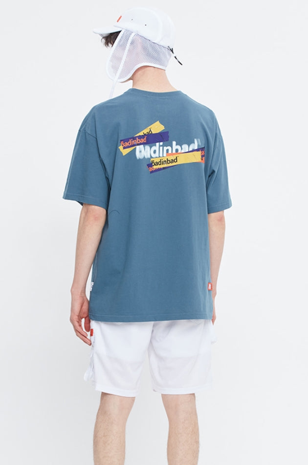 ベドインベド(BADINBAD) ROLLING LOGO TEE_LIGHT NAVY