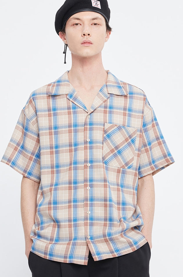 ベドインベド(BADINBAD)   SQUARE CHECK POCKET SHIRT_BEIGE