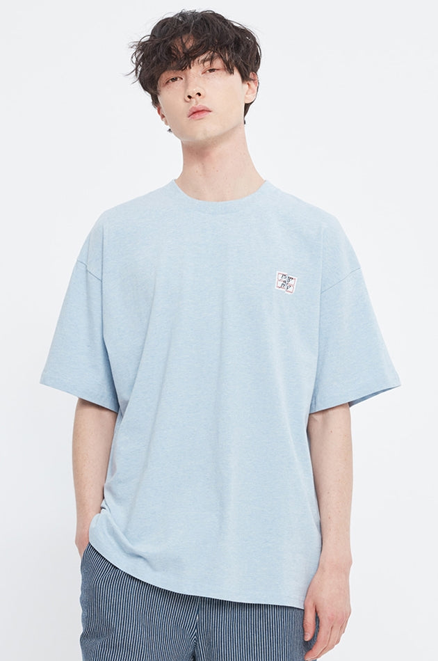 ベドインベド(BADINBAD)  NAME TAG LOGO TEE_SKY BLUE