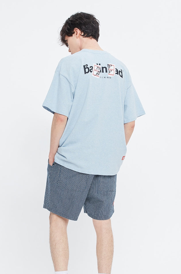 ベドインベド(BADINBAD)  NAME TAG LOGO TEE_SKY BLUE