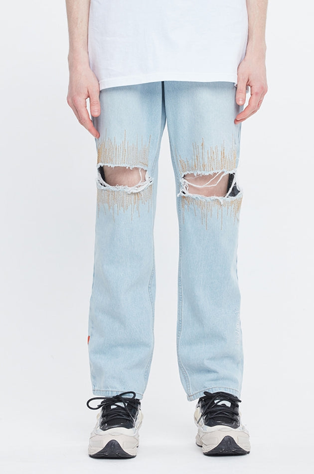 ベドインベド(BADINBAD) WAVE STITCH DENIM_SKY BLUE