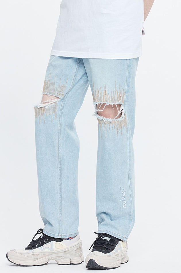 ベドインベド(BADINBAD) WAVE STITCH DENIM_SKY BLUE