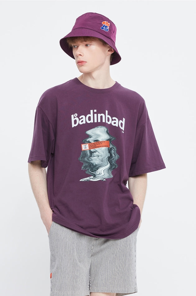 ベドインベド(BADINBAD) FRANKLIN PORTRAIT TEE_DEEP PURPLE