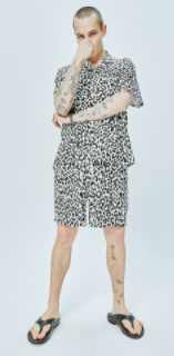 セイントペイン(SAINTPAIN)  SP LEOPARD LINEN SHORT PANTS-WHITE