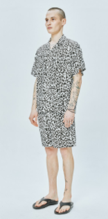 セイントペイン(SAINTPAIN)  SP LEOPARD LINEN SHORT PANTS-WHITE