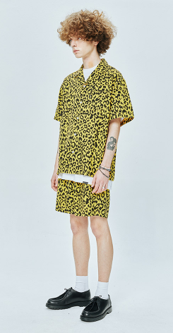 セイントペイン(SAINTPAIN)  SP LOOSE FIT LEOPARD LINEN SHIRTS-YELLOW
