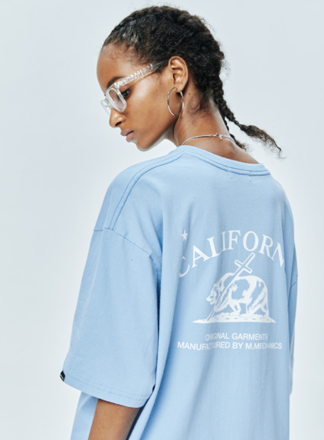 セイントペイン(SAINTPAIN) SP CALIF BEAR LOGO T-SKY BLUE