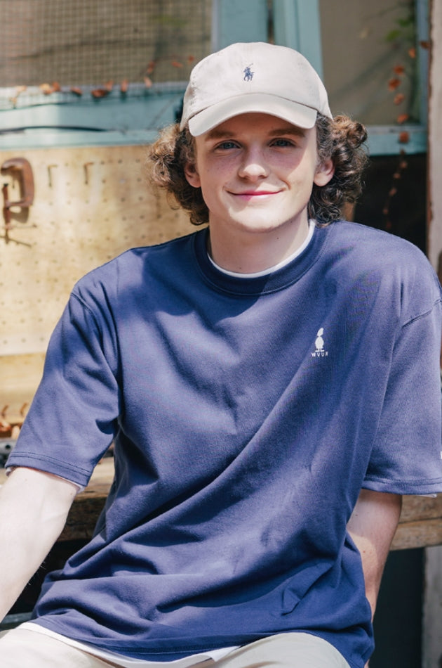 ダブルユーブイプロジェクト(WV PROJECT) Palm tree short-sleeved T-shirt Navy JIST7503
