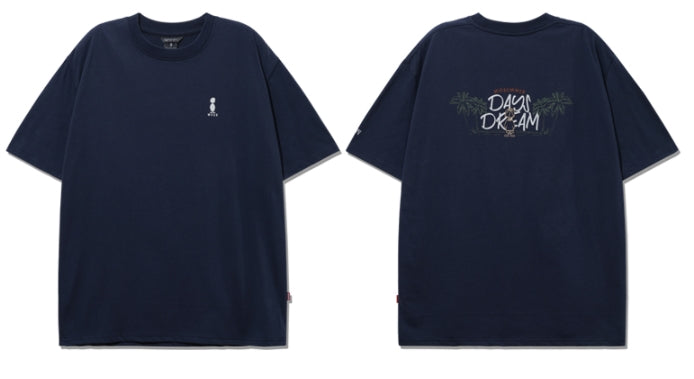 ダブルユーブイプロジェクト(WV PROJECT) Palm tree short-sleeved T-shirt Navy JIST7503