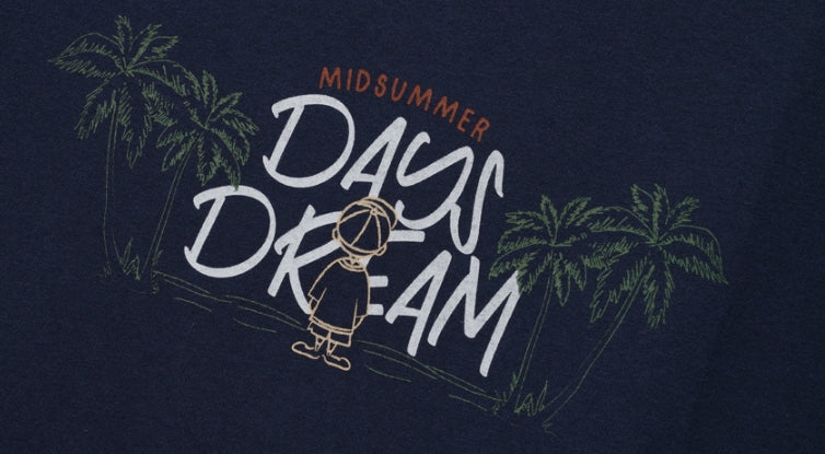 ダブルユーブイプロジェクト(WV PROJECT) Palm tree short-sleeved T-shirt Navy JIST7503