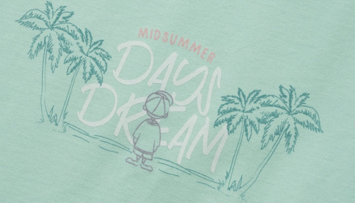 ダブルユーブイプロジェクト(WV PROJECT) Palm tree short-sleeved T-shirt Mint JIST7503