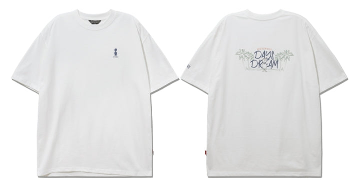 ダブルユーブイプロジェクト(WV PROJECT) Palm tree short-sleeved T-shirt Ivory JIST7503